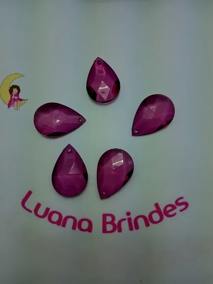 Pingente Gota Facetada Roxa de acrílico Pct 12 unidades