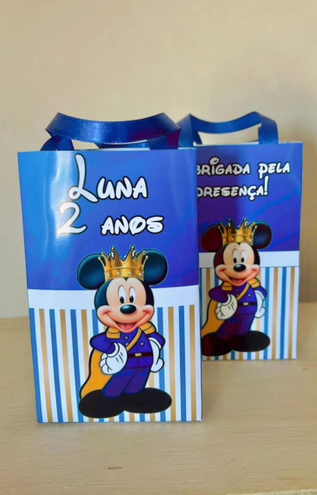 Sacolinhas Personalizadas Mickey Realeza Lembrancinhas Para Aniversário