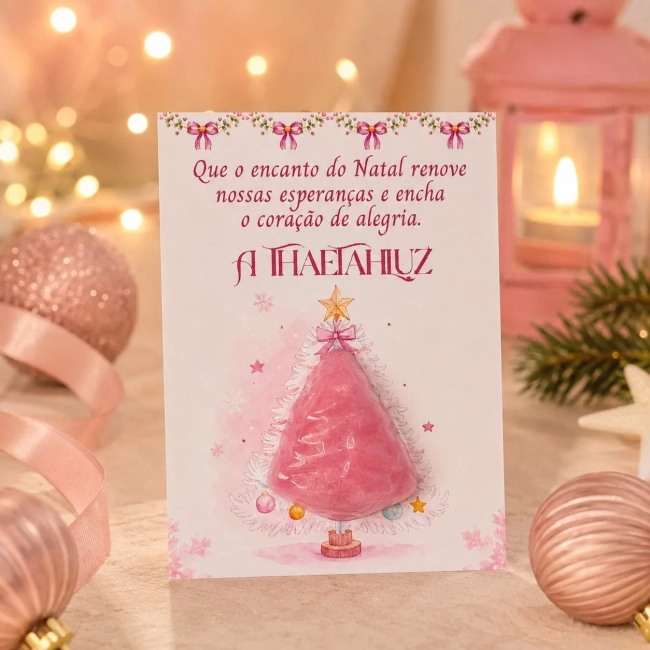 50 unidades Mini Sabonete Árvore/ Pinheiro de Natal no Card - Mimo de Natal (rosa)