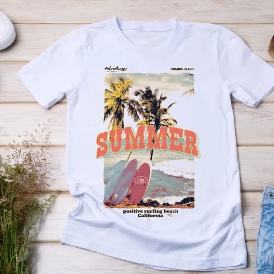 Camiseta Surf Summer - Vibe Tropical, Praia e Sol