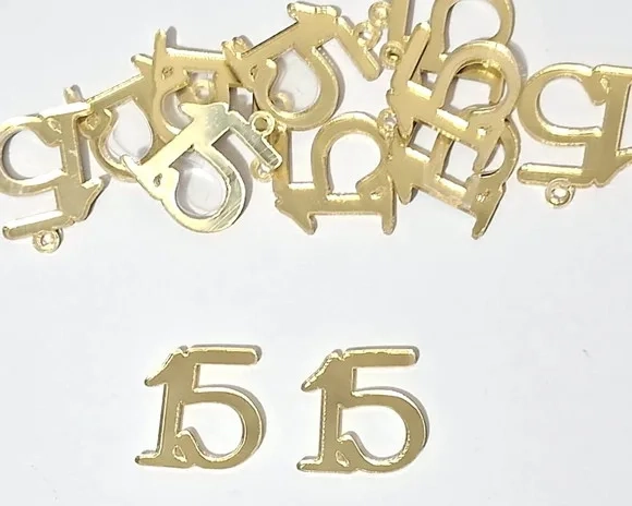 Numero 15 Acrílico Espelhado Dourado Pacotes com 10 Unidades