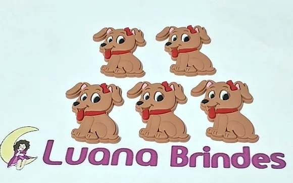Aplique Cachorrinha Marrom Emborrachado Pcts C/6 Unidades