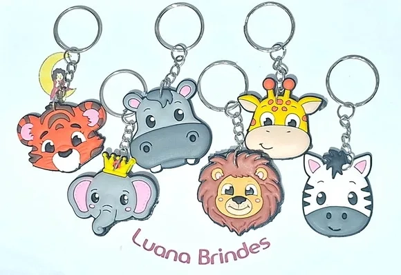 Chaveiro Safari 4cm Emborrachado Pacote com 6 Unidades