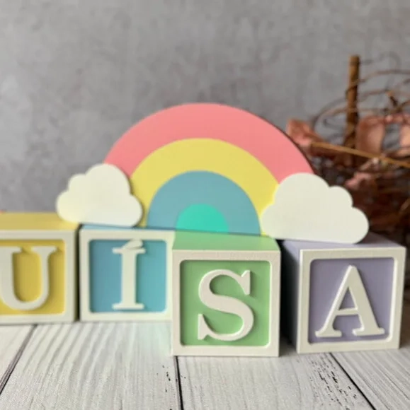 Candy Colors - Cubos 6x6cm Ts + Arco Íris. Decoração Bebê