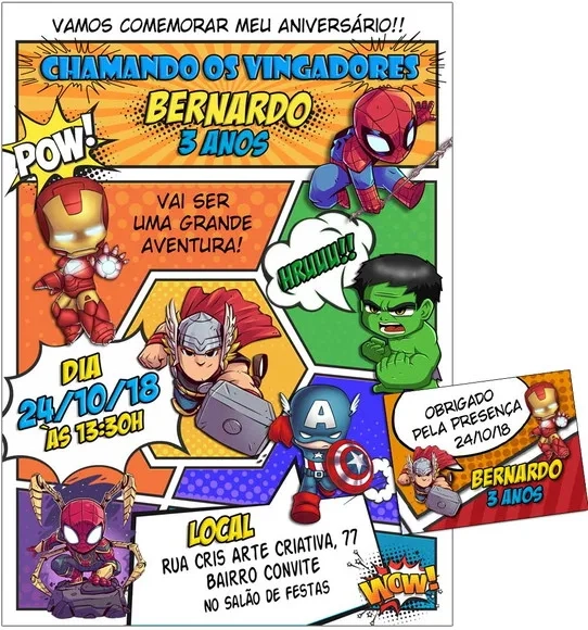 CONVITE DIGITAL C/TAG Vingadores Baby Gibi
