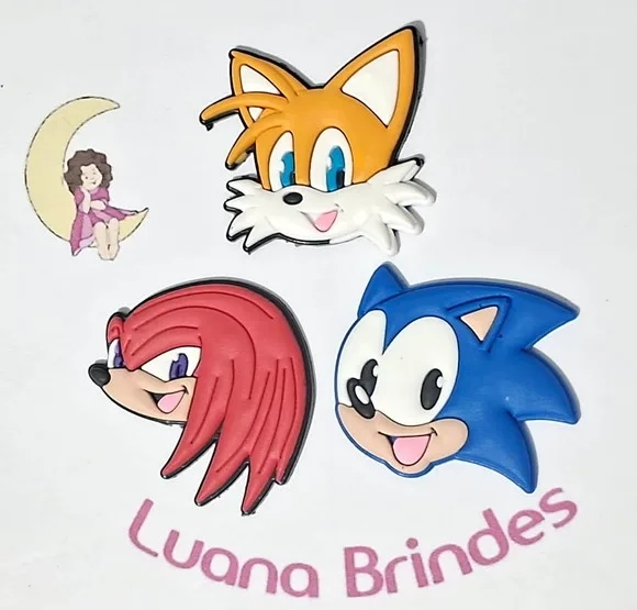 Aplique Turma do Sonic Emborrachado Pacotes com 6 Unidades