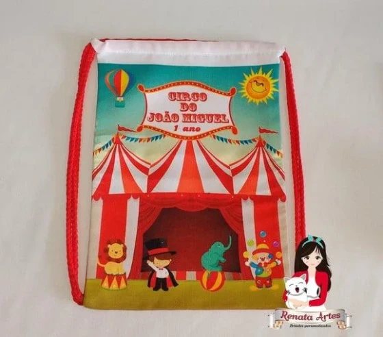 Mochila de Tecido Personalizada Tema Circo