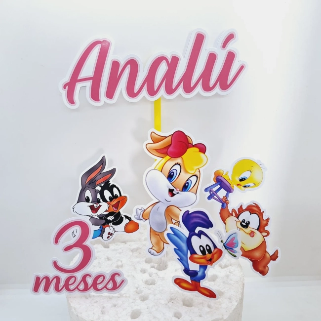 Topo de Bolo Personalizado BABY LOONEY TUNES - Decoração de Festa - Papelaria