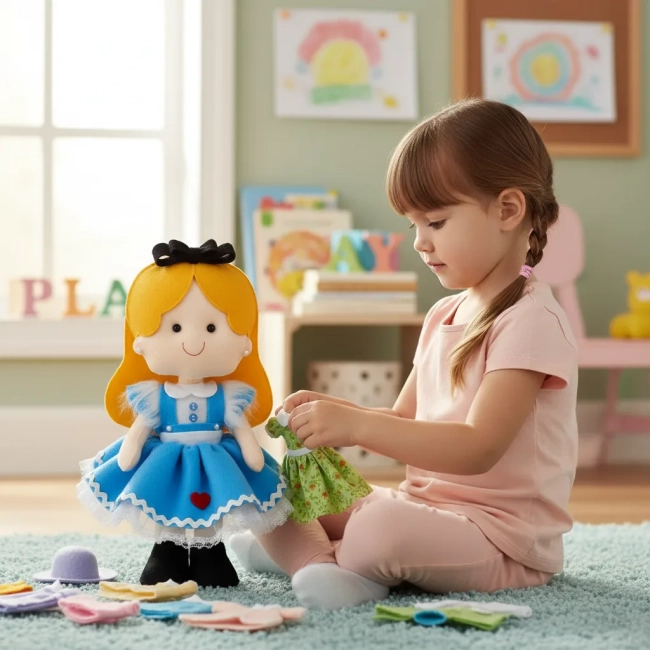 Boneca Alice Pais Das Maravilhas De Feltro