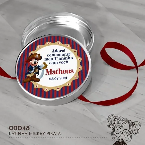 Latinha Adesivada Mickey Pirata - 00048