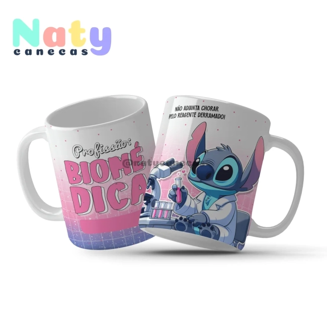 Caneca  Stitch Profissões Femininas Personalize com Nome.