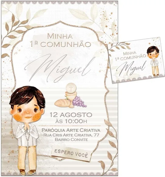 Convite Digital C/tag Primeira Comunhão Menino
