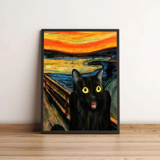 Quadro Gato Preto Inspirado em O Grito 128