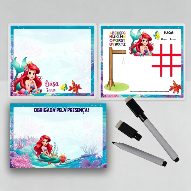 Lousa Magica Personalizada para lembrancinhas da Sereia Ariel Baby
