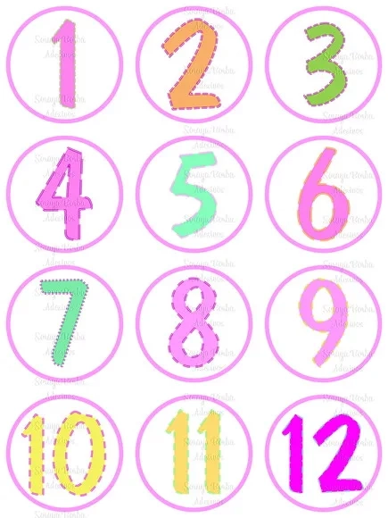 Adesivo Mêsversário Numeros Coloridos