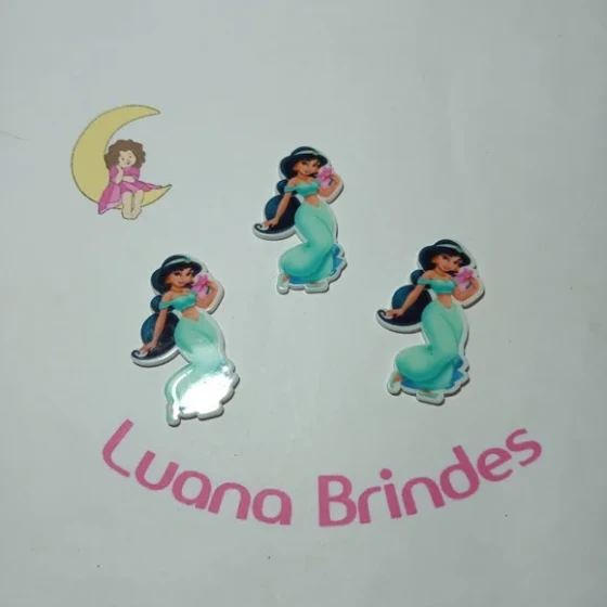Aplique Princesa Jasmine Acrilico 4cm Pct 5 Unidades