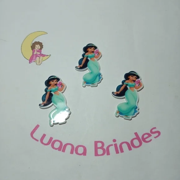 Aplique Princesa Jasmine Acrilico 4cm Pct 5 Unidades