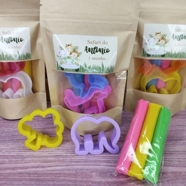 40 Unidades Kit Massinha Zip Lock - Safári - Trabalhamos com qualquer tema - Informar tema no chat