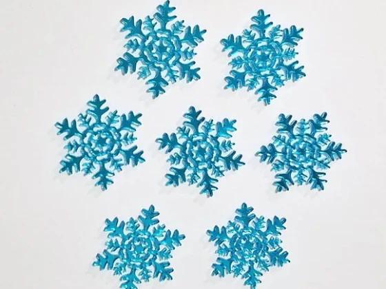 Aplique Floco de Neve Acrílico Espelhado Azul Pct C/10 Peças