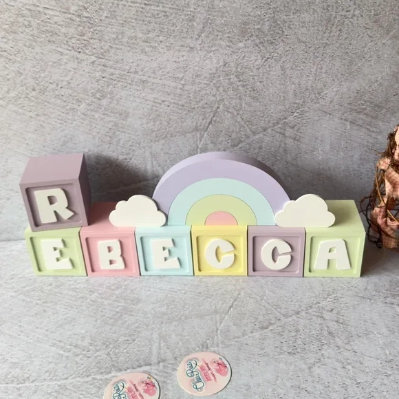 Candy Colors - Cubos 6x6cm Ts + Arco Íris. Decoração Bebê