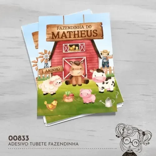 Adesivo Tubete Fazendinha - 00833