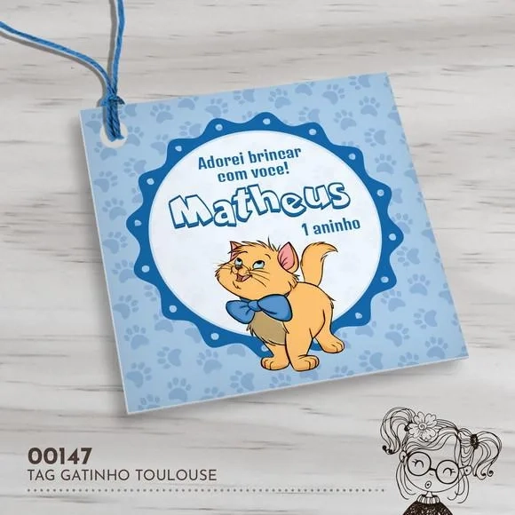 Tag Quadrada Gatinho Toulouse - 00147