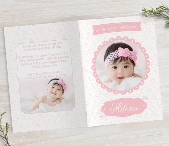Livrinho de Orações para Batizado com Fotos do Bebê