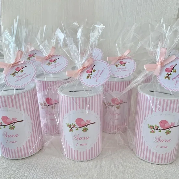 10 Cofrinhos Personalizados Jardim Encantado Passarinho