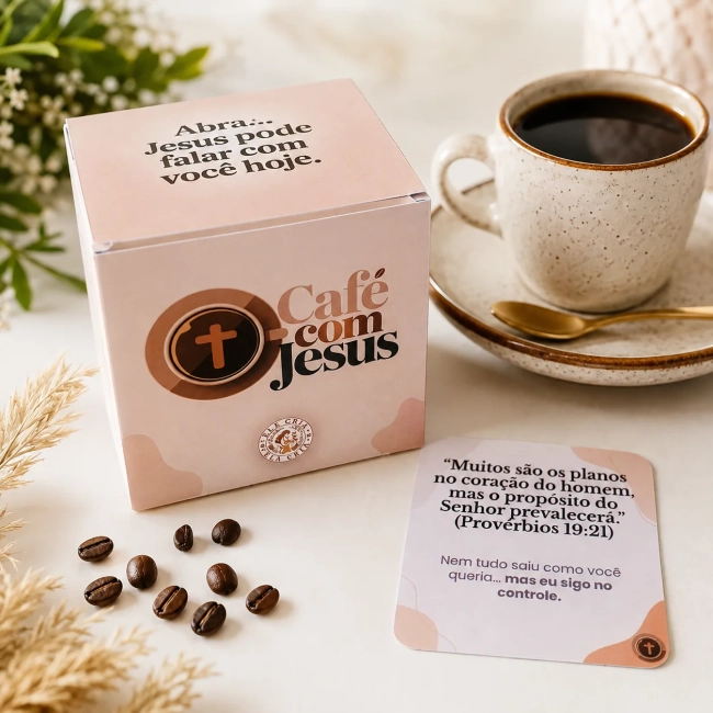 Café com Jesus | 105 Mensagens Bíblicas | Caixinha Devocional Cristã | Presente Evangélico | Versículos Inspiradores