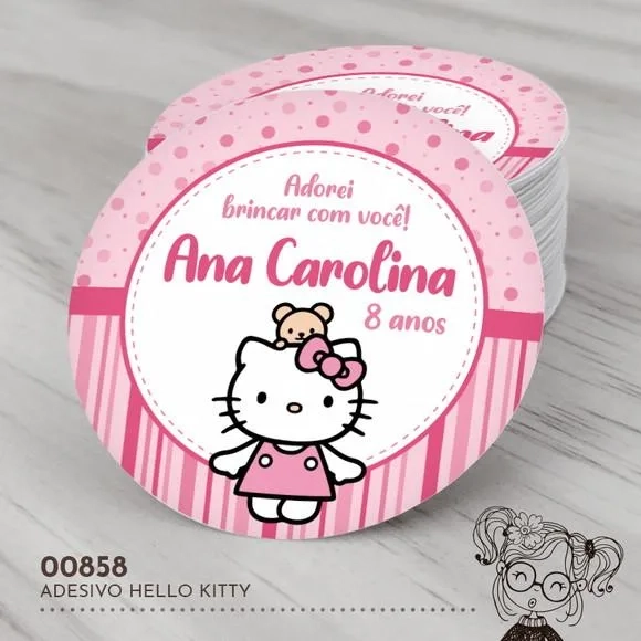Adesivo Redondo Hello Kitty - 00858