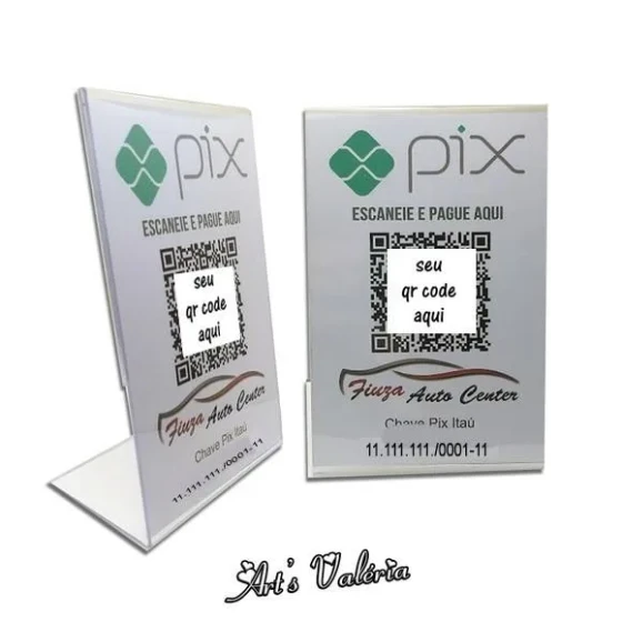 Banner de Mesa de Acrílico Pix Qr Code Personalizado