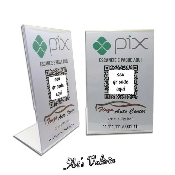 Banner de Mesa de Acrílico Pix Qr Code Personalizado