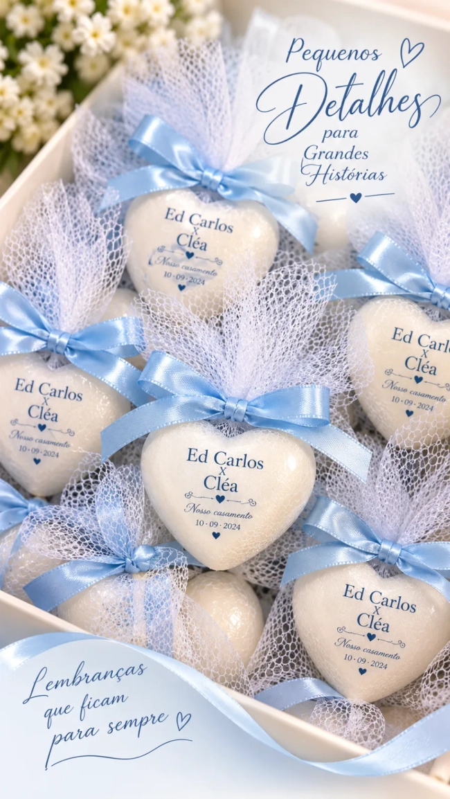 20 Corações de Sabonete personalizados