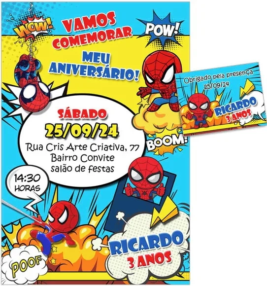 Convite Digital C/tag Cartoon Homem Aranha 4