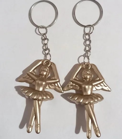 Chaveiro Bailarina Dourado Fosca - 6 Peças.