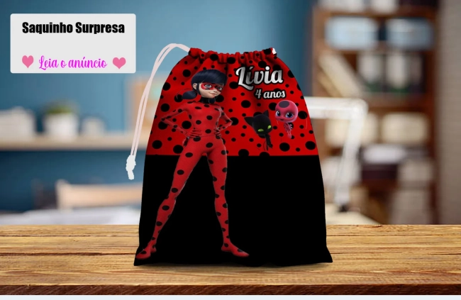 Saquinho Supresa para lembrancinhas Lady Bug  Miraculus