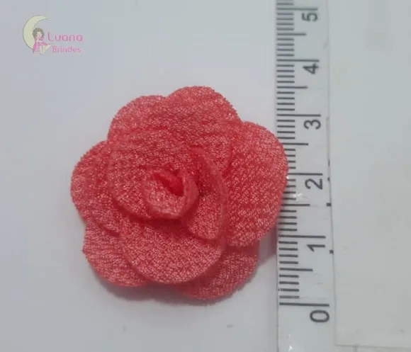 Flor Salmão de Tecido - 3cm - Pct C/6 Unidades