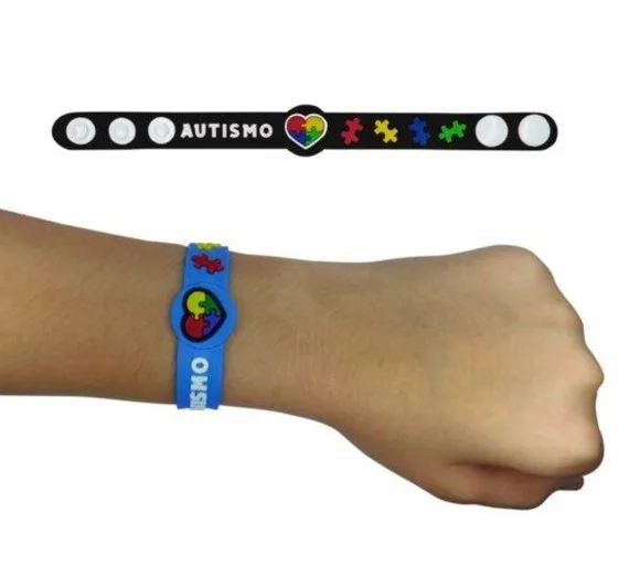 Pulseira Pai de Autista 22cm Emborrachado - 3 Unidade