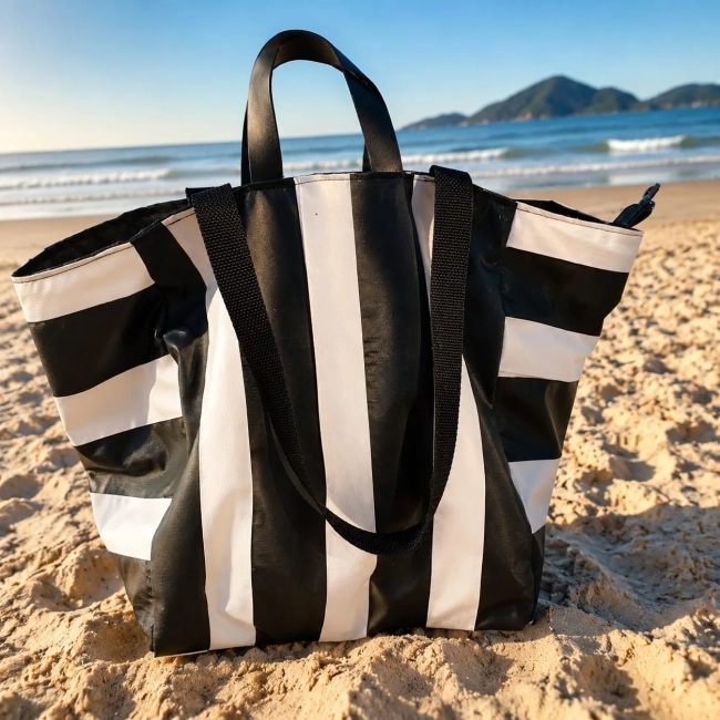 Bolsa Listras Maré Preto E Branco
