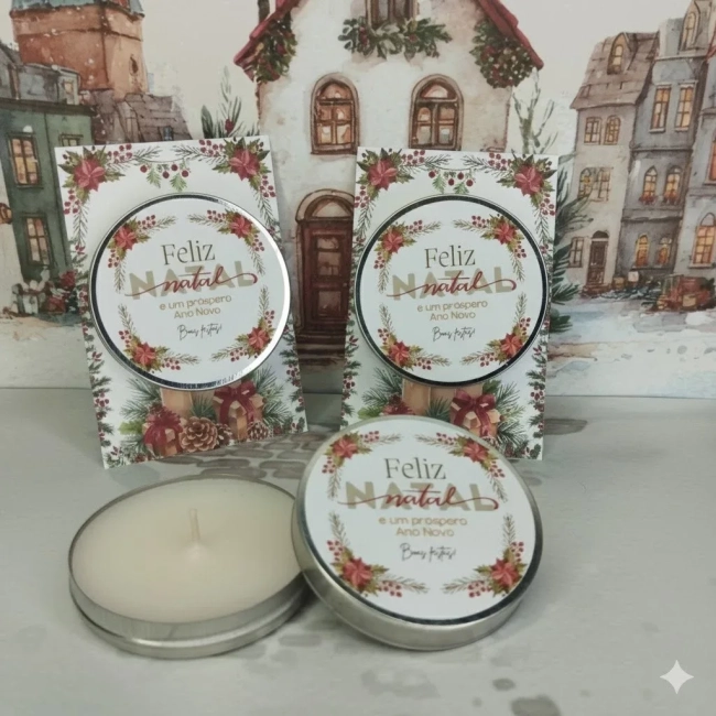 20 unidades de Vela Aromática na latinha Personalizada Natal - - Trabalhamos com qualquer tema - Informar o tema no chat