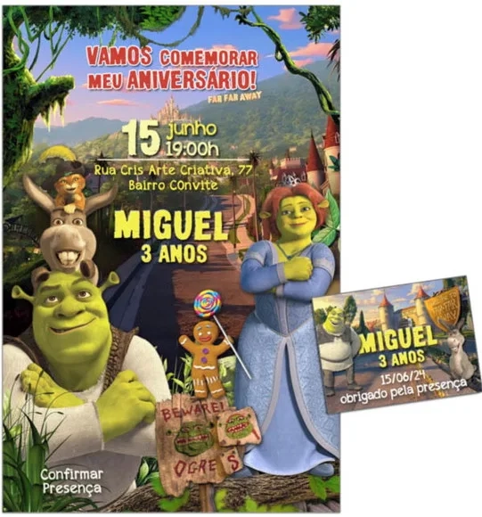 Convite Digital com Tag Shrek