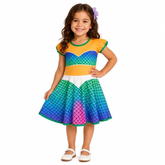Vestido Infantil Fundo do Mar Colorido – Fantasia Oceano para Meninas | Ricardo Fantasias