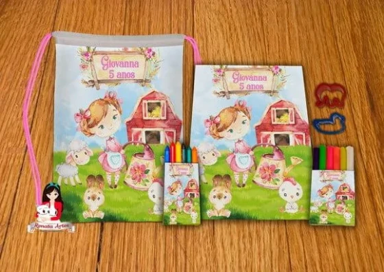 Kit Passatempo Personalizado na Mochila Fazendinha Menina
