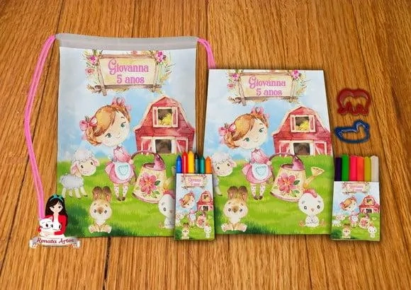 Kit Passatempo Personalizado na Mochila Fazendinha Menina