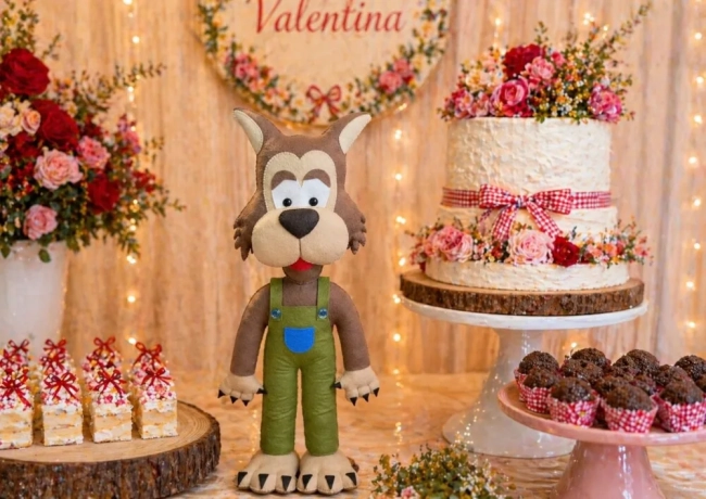 Lobo Mau Chapeuzinho Vermelho Decoração Festa Temática Feltro