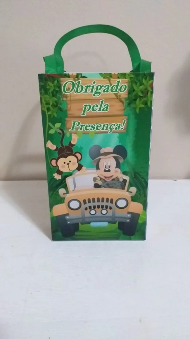 Sacolinhas Personalizadas Mickey Safari para Lembrancinhas