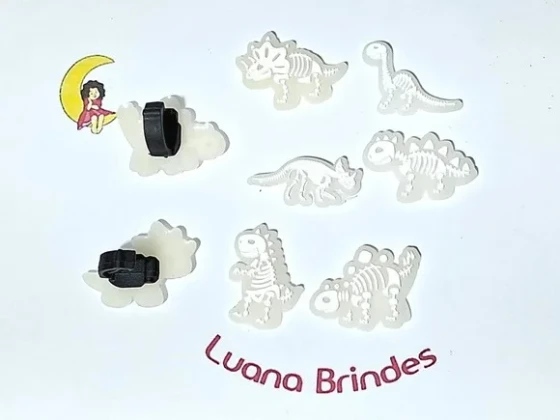 Pins para Cadarço Dinossauro Flourescente 6 Unidades