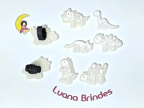 Pins para Cadarço Dinossauro Flourescente 6 Unidades