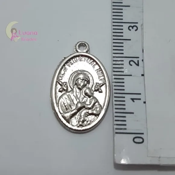 Medalha N.S Perpétuo Socorro de Metal Prata - pct c/11 unid