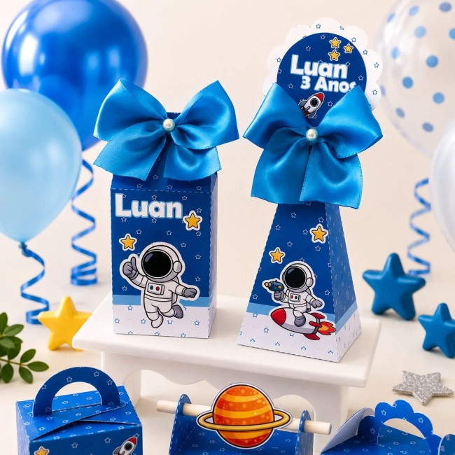 kit caixinhas Astronauta | Personalizado | Festa infantil | Pré montada | Mimo| Personalizados